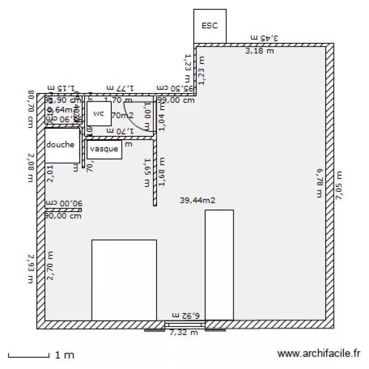 mezzanine equip&eacute;e. Plan de 