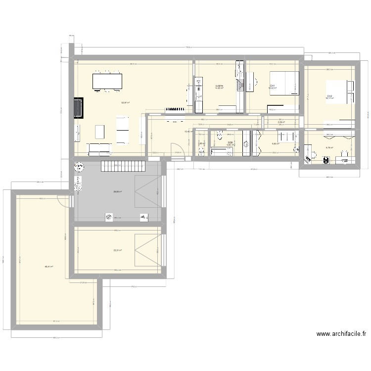 2025. Plan de 13 pièces et 244 m2