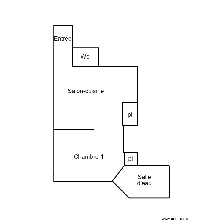 QUIMPER BETRON RENE MADEC. Plan de 2 pièces et 3 m2