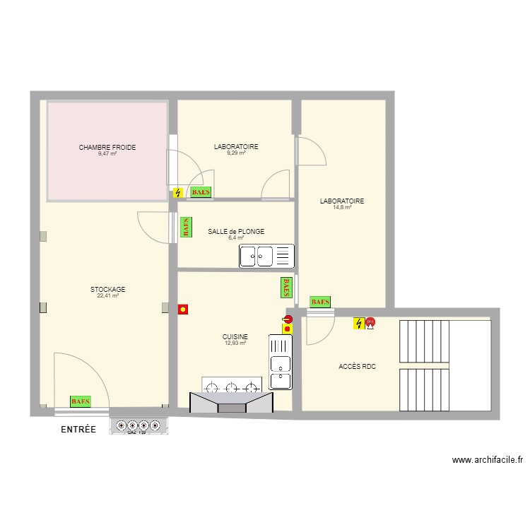 THOREL CUISINE SS SOL. Plan de 8 pièces et 101 m2