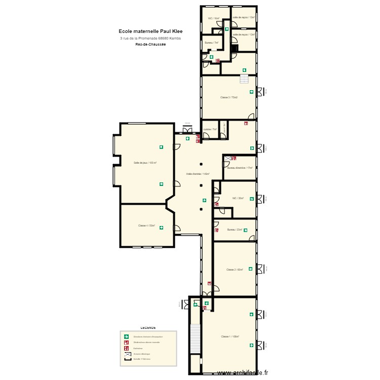 Ecole Paul Klee. Plan de 26 pièces et 767 m2