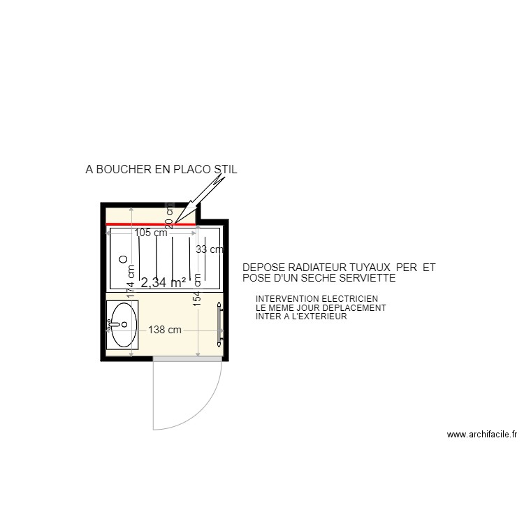 PLOUVIER MANDY . Plan de 1 pièce et 2 m2