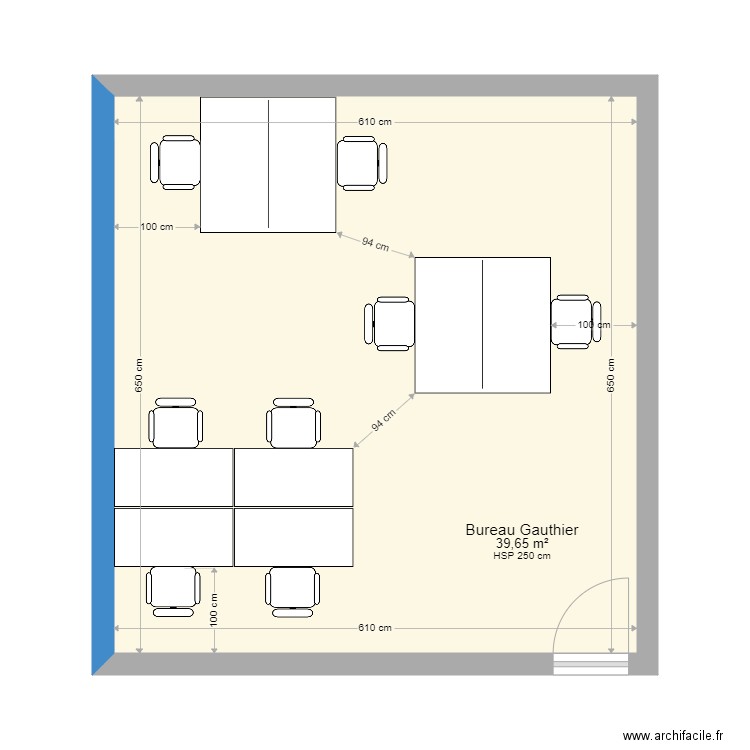 Bureau Gauthier1. Plan de 1 pièce et 40 m2