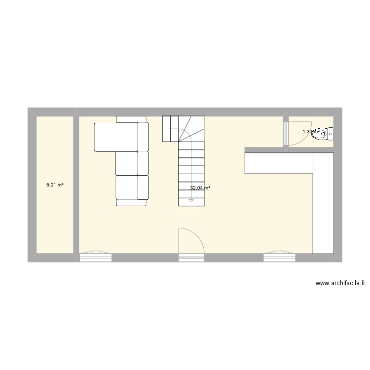 RDV BIS. Plan de 3 pièces et 38 m2