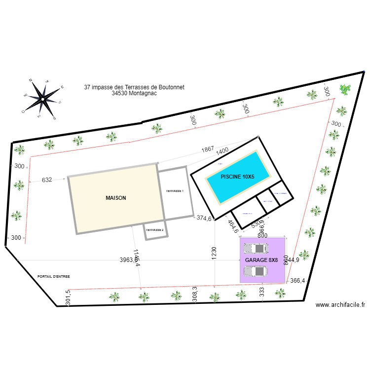 MONTAGNAC 6. Plan de 1 pièce et 157 m2