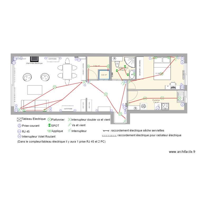 Plan Electrique Niveau 0 sans permutation cuisine 2. Plan de 0 pièce et 0 m2