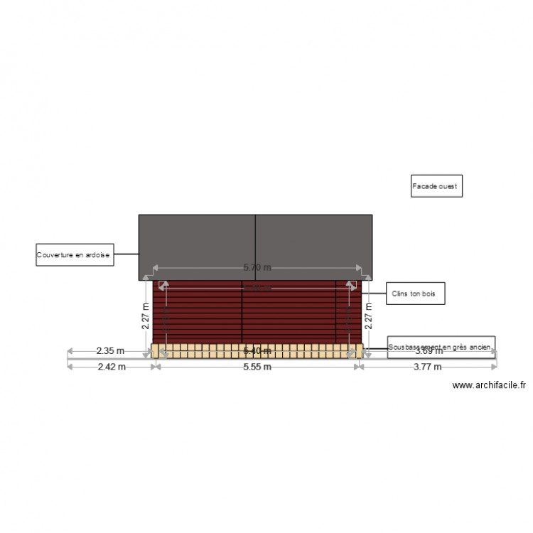 agrandissement gite n1 facade ouest 3. Plan de 0 pièce et 0 m2