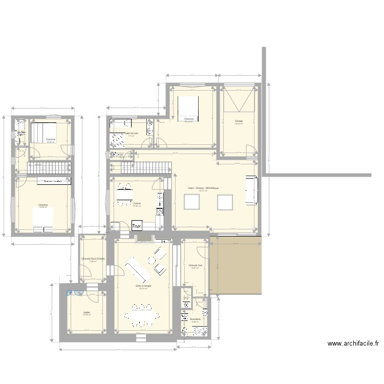 Rénovation et extension avec surélévaltion. Plan de 0 pièce et 0 m2