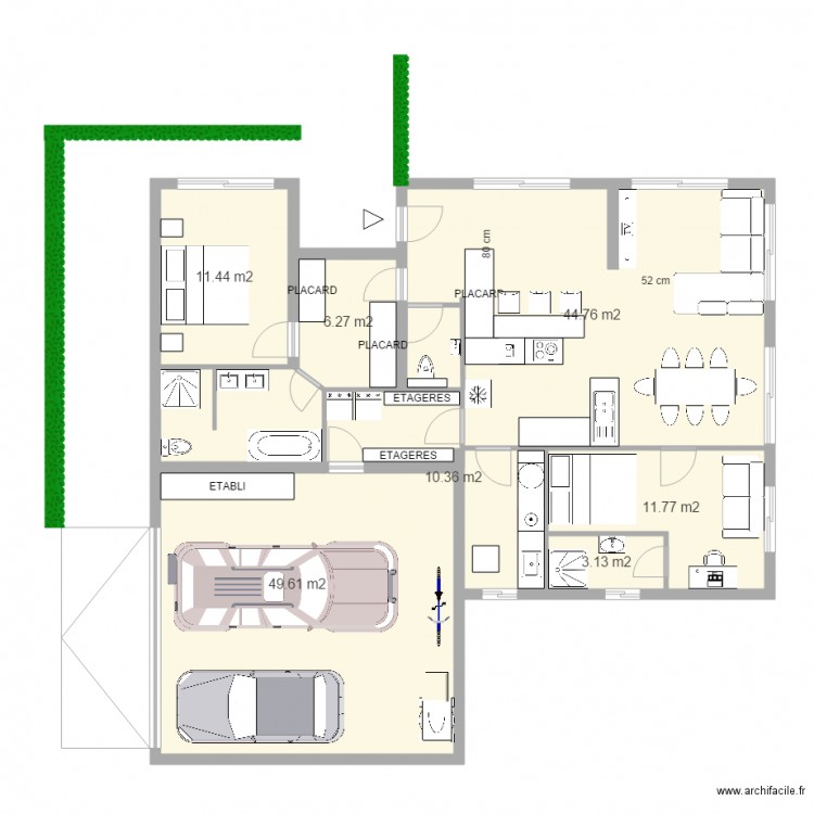 La MAISON essaie 3 93m2 garage 44m2. Plan de 0 pièce et 0 m2