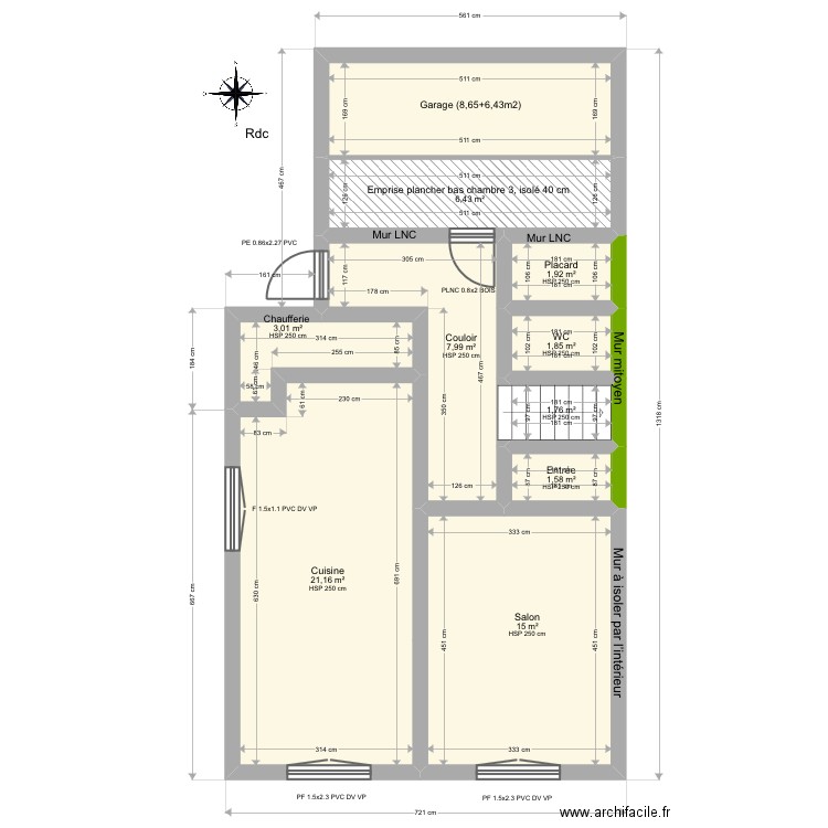 Watrigant. Plan de 10 pièces et 69 m2