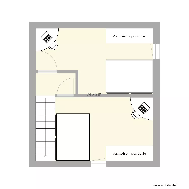 chambres des garcons avec meubles. Plan de 