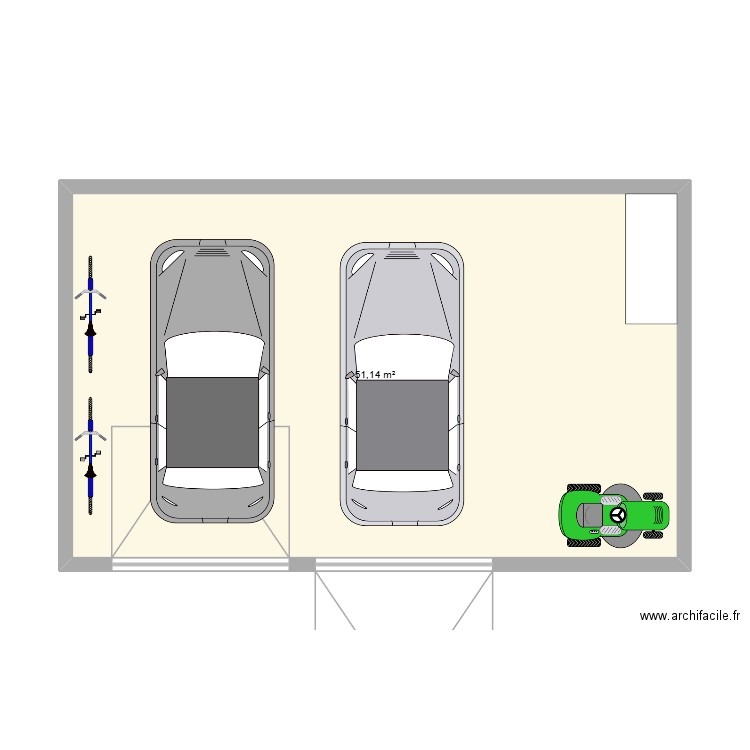 garage. Plan de 1 pièce et 51 m2