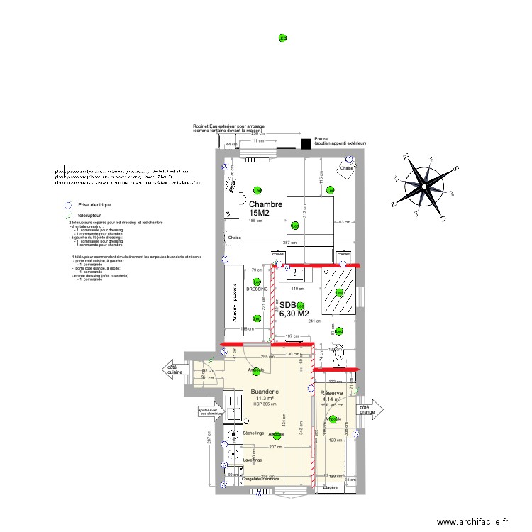 Teneze chambre bas V8 lit face fenêtre bureau réserve. Plan de 0 pièce et 0 m2