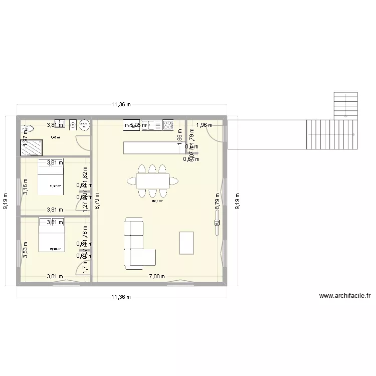 POMPIGNAL T3. Plan de 4  et 95 m²