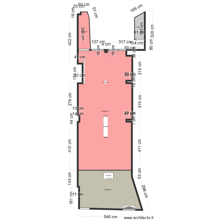 Shop Hannut Bastien & Ange. Plan de 4 pièces et 63 m2