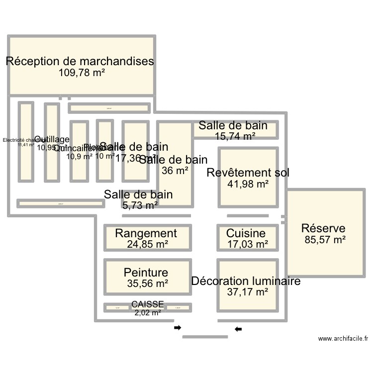 Castorama. Plan de 20 pièces et 486 m2