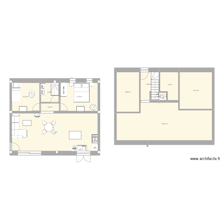 rdc 2. Plan de 11 pièces et 125 m2