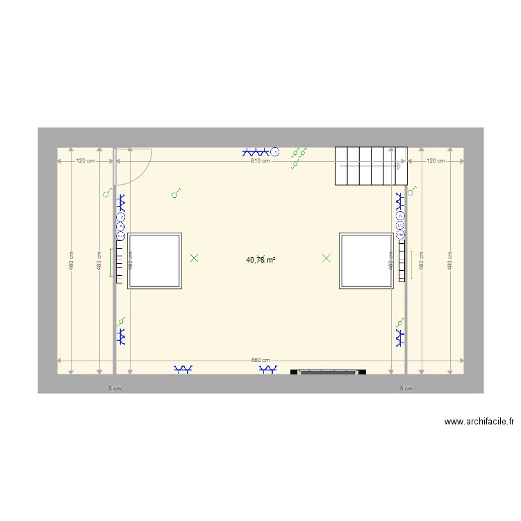 grenier tp. Plan de 1 pièce et 41 m2