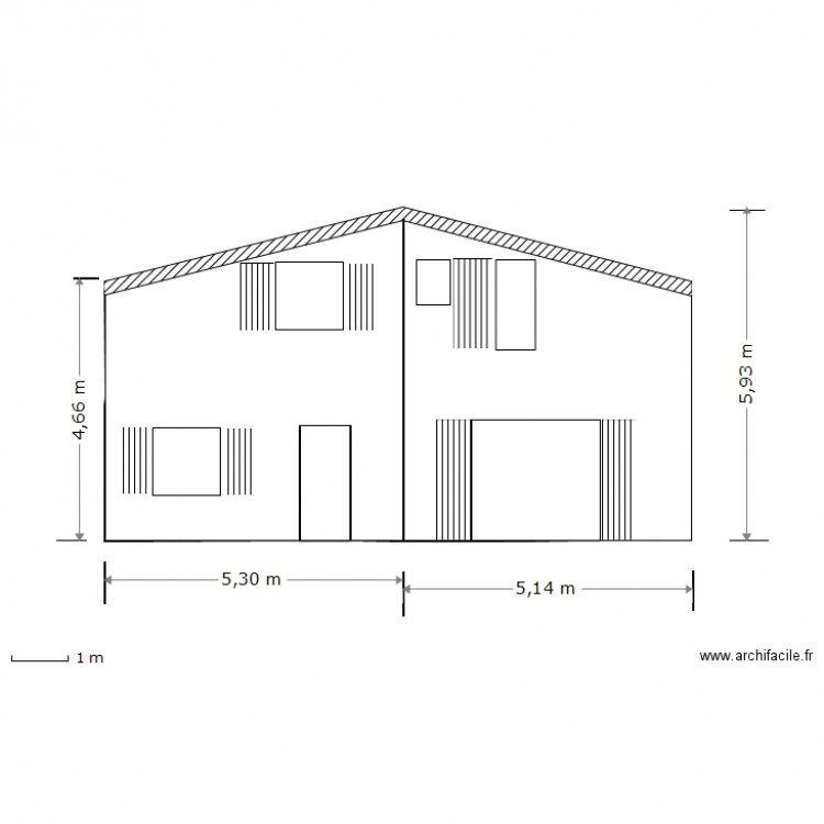  facade ouest avec fenetre bas. Plan de 0 pièce et 0 m2