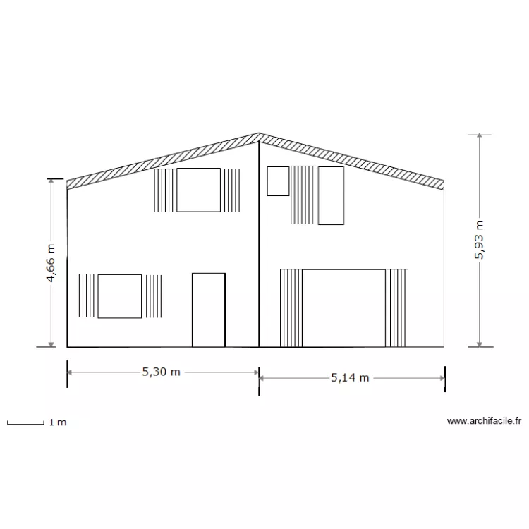  facade ouest avec fenetre bas. Plan de 