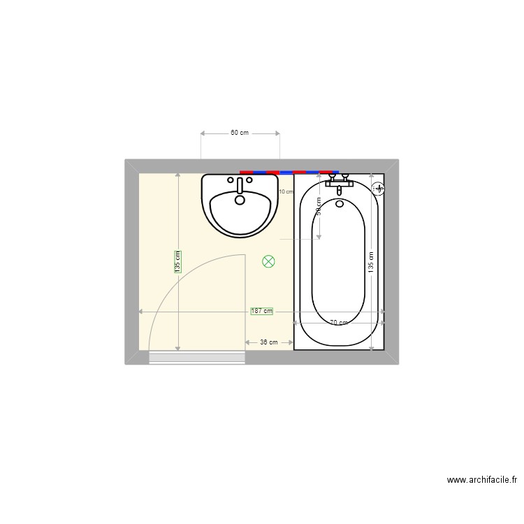 FAYARD opheor existant. Plan de 1 pièce et 3 m2