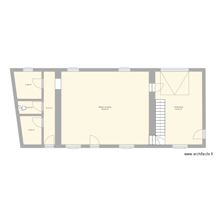 Maison Monts. Plan de 6 pièces et 89 m2