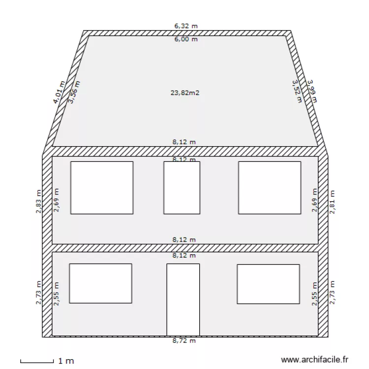VueExterieurFacadeJardinAvant. Plan de 