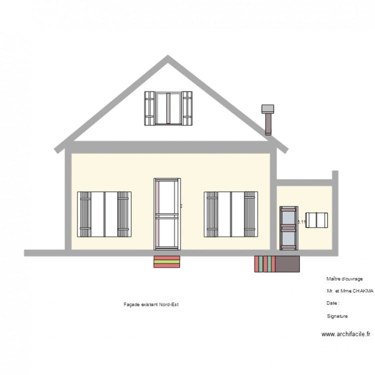 Façade Nord est. Plan de 0 pièce et 0 m2