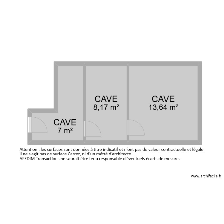 BI8194 CAVE. Plan de 3 pièces et 29 m2