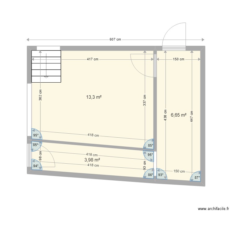 garage en RDC v3. Plan de 3 pièces et 24 m2