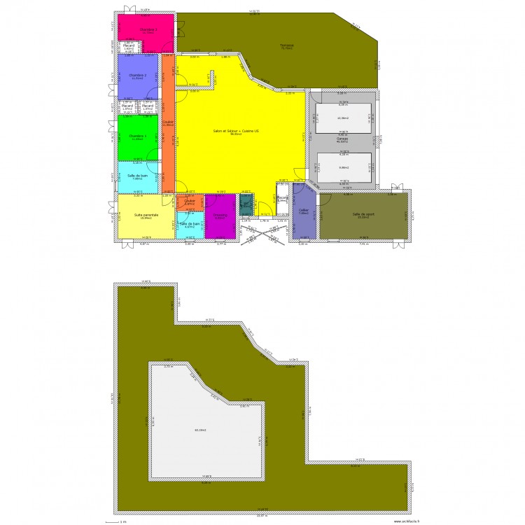 RDC et 1er. Plan de 0 pièce et 0 m2