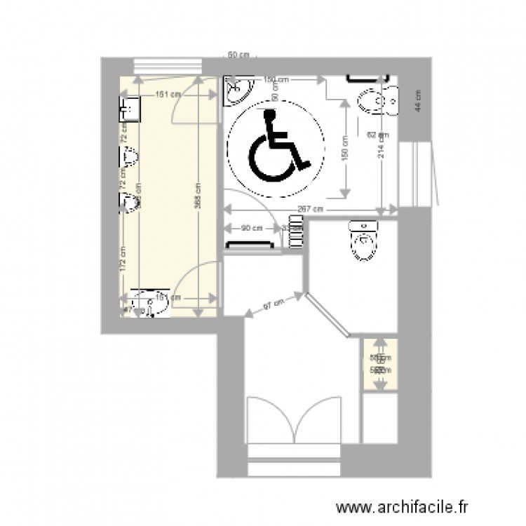 WC centre social projet 1er et 2eme étage. Plan de 0 pièce et 0 m2