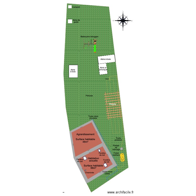 maison avec l'agrandissement. Plan de 0 pièce et 0 m2