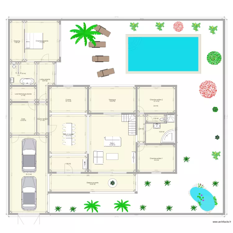 MAISON CREOLE TRANSFORMEE. Plan de 