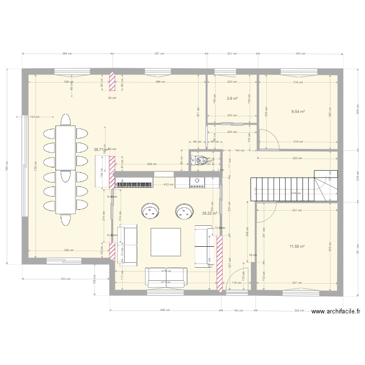 détail pièces de vie essai3. Plan de 0 pièce et 0 m2