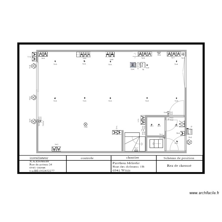 Rez de chaussé piromélo. Plan de 5 pièces et 112 m2