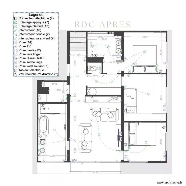 Plan &eacute;lectrique Romain et Laure RDC V4. Plan de 