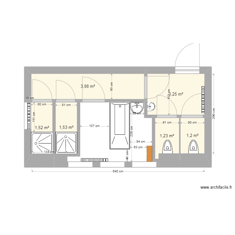 TR SDB GAUCHE PROJET 4. Plan de 6 pièces et 13 m2