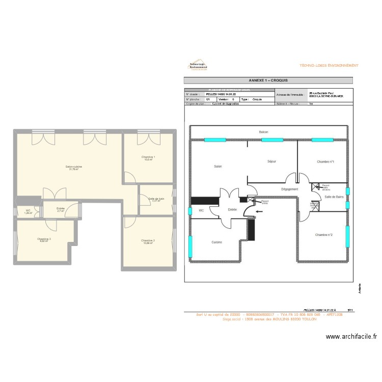 Fond de plan Allandit. Plan de 7 pièces et 72 m2