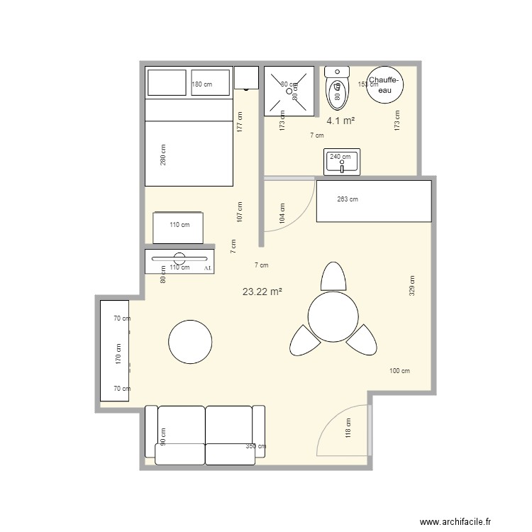 studio. Plan de 0 pièce et 0 m2