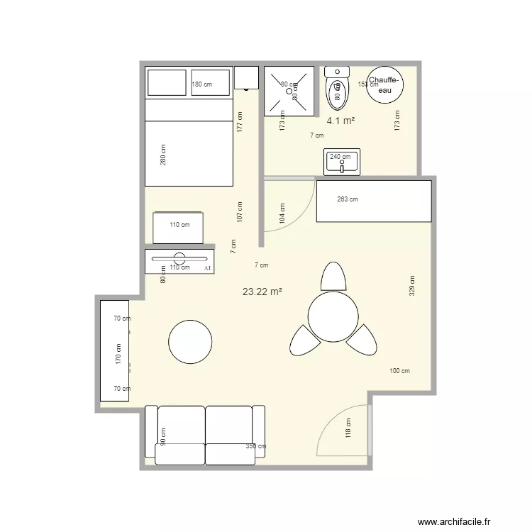 studio. Plan de 