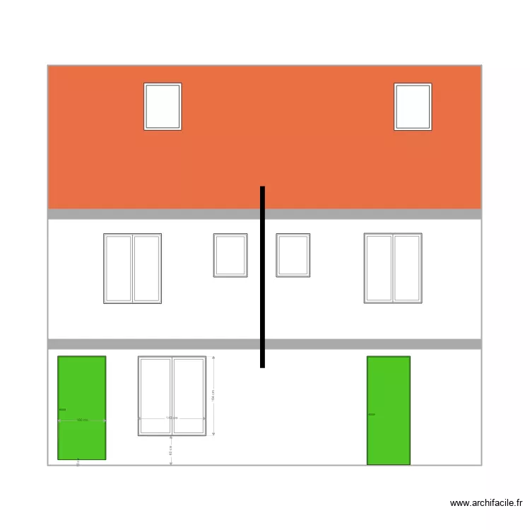 FACADE NO EXISTANTE. Plan de 