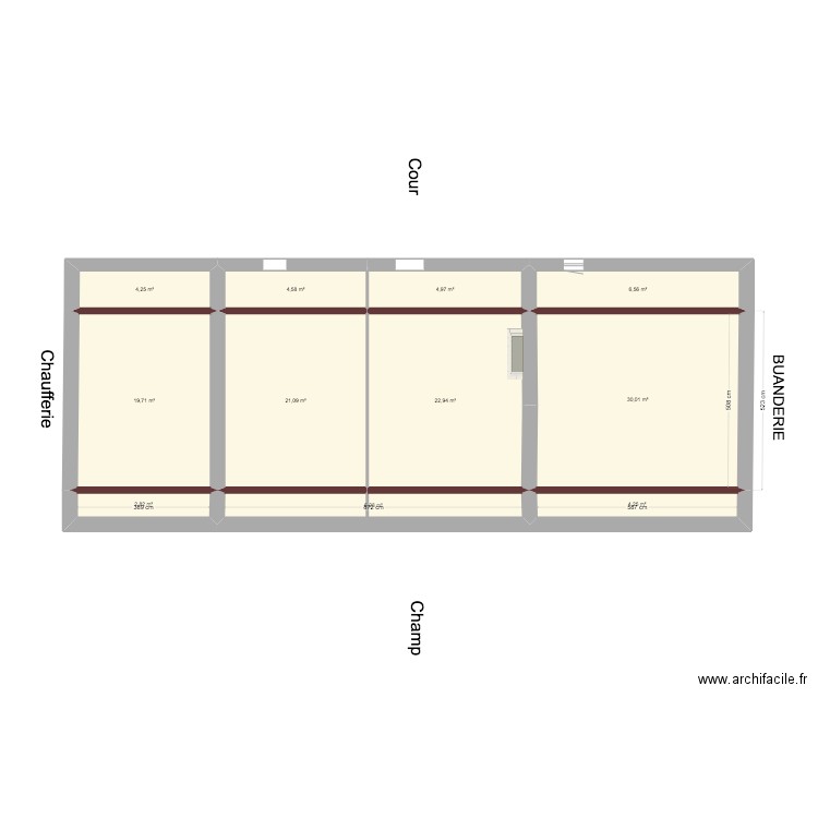 BREVIANDE Plan Etage vide. Plan de 11 pièces et 127 m2