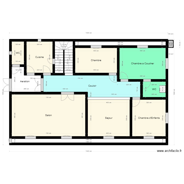 plan de terrain 10mx15m Client 44 66 00 00. Plan de 14 pièces et 125 m2