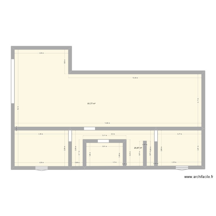 PLAN RDC SOLUTION 3. Plan de 2 pièces et 108 m2
