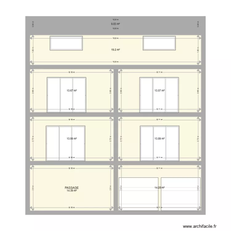 RACINE FACADE SUD. Plan de 