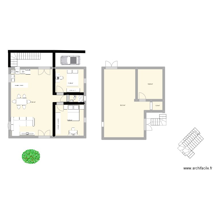 atef. Plan de 6 pièces et 115 m2