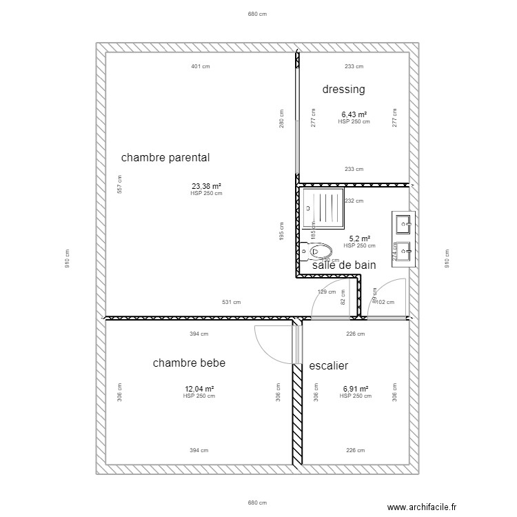 maison asia étage. Plan de 5 pièces et 54 m2