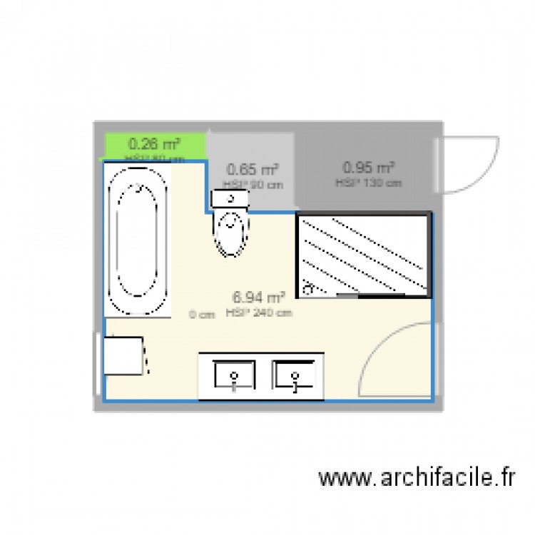 salle bain haut nouvelle v2. Plan de 0 pièce et 0 m2