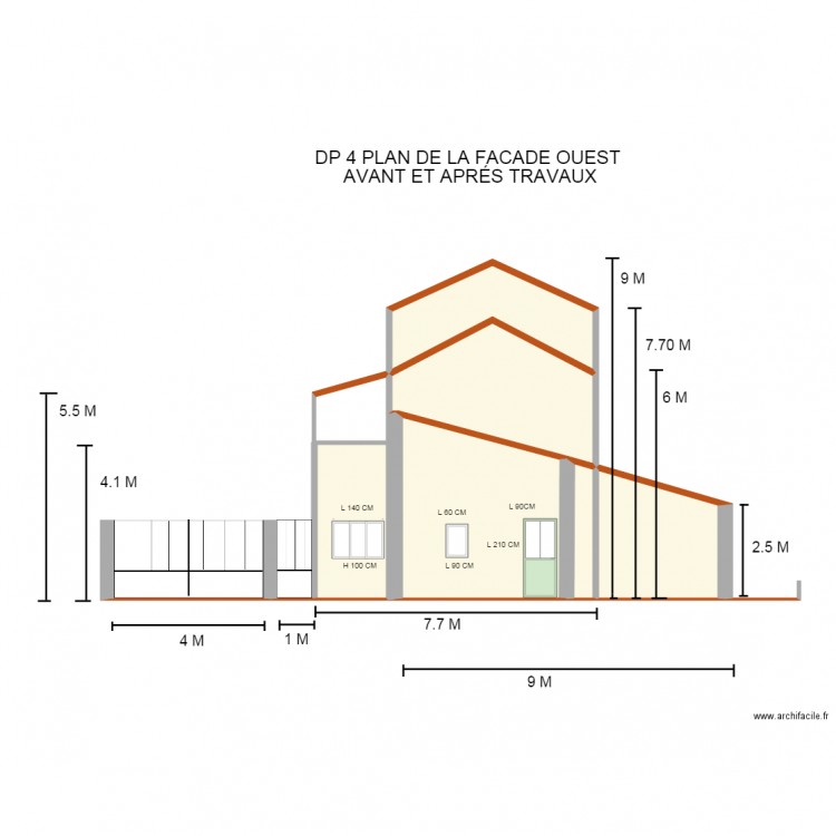 PLAN FACADE OUEST. Plan de 0 pièce et 0 m2